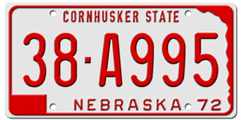 1972 NEBRASKA STATE LICENSE PLATE--EMBOSSED WITH YOUR CUSTOM NUMBER - ISSUED IN 1973, 1974 & 1975