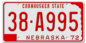 1972 NEBRASKA STATE LICENSE PLATE-- - ISSUED IN 1973, 1974 & 1975