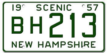 1957 NEW HAMPSHIRE STATE LICENSE PLATE--EMBOSSED WITH YOUR CUSTOM NUMBER