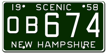 1958 NEW HAMPSHIRE STATE LICENSE PLATE--