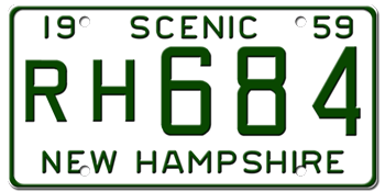 1959 NEW HAMPSHIRE STATE LICENSE PLATE--EMBOSSED WITH YOUR CUSTOM NUMBER