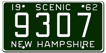 1962 NEW HAMPSHIRE STATE LICENSE PLATE--