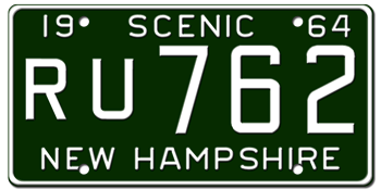 1964 NEW HAMPSHIRE STATE LICENSE PLATE--EMBOSSED WITH YOUR CUSTOM NUMBER