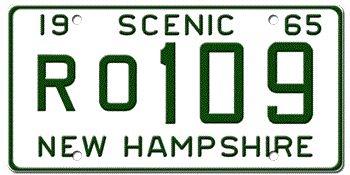 1965 NEW HAMPSHIRE STATE LICENSE PLATE--EMBOSSED WITH YOUR CUSTOM NUMBER
