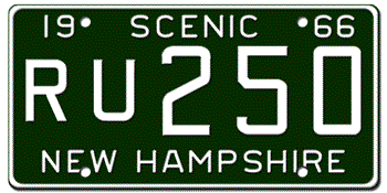 1966 NEW HAMPSHIRE STATE LICENSE PLATE--EMBOSSED WITH YOUR CUSTOM NUMBER