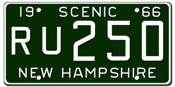 1966 NEW HAMPSHIRE STATE LICENSE PLATE--