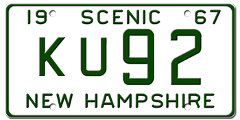 1967 NEW HAMPSHIRE STATE LICENSE PLATE--EMBOSSED WITH YOUR CUSTOM NUMBER