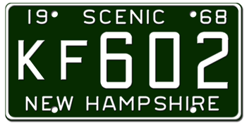 1968 NEW HAMPSHIRE STATE LICENSE PLATE--