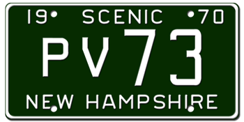 1970 NEW HAMPSHIRE STATE LICENSE PLATE--EMBOSSED WITH YOUR CUSTOM NUMBER