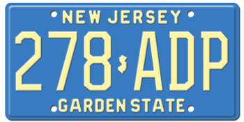 1979 NEW JERSEY STATE LICENSE PLATE - EMBOSSED WITH YOUR CUSTOM NUMBER - This plate was also used in 80, 81, 82, 83, 84, 85, 86, 87, 88, 89, and 1990