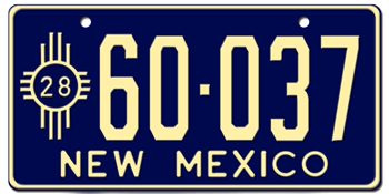 1928 NEW MEXICO STATE LICENSE PLATE--