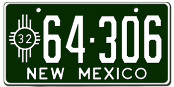 1932 NEW MEXICO STATE LICENSE PLATE--
