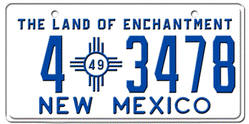 1949 NEW MEXICO STATE LICENSE PLATE--EMBOSSED WITH YOUR CUSTOM NUMBER