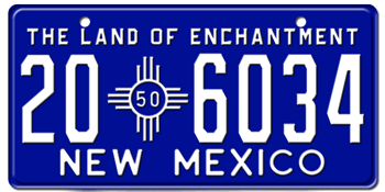 1950 NEW MEXICO STATE LICENSE PLATE--EMBOSSED WITH YOUR CUSTOM NUMBER
