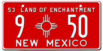 1953 NEW MEXICO STATE LICENSE PLATE--EMBOSSED WITH YOUR CUSTOM NUMBER