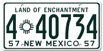1957 NEW MEXICO STATE LICENSE PLATE--
