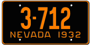 1932 NEVADA STATE LICENSE PLATE--EMBOSSED WITH YOUR CUSTOM NUMBER