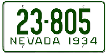 1934 NEVADA STATE LICENSE PLATE--EMBOSSED WITH YOUR CUSTOM NUMBER