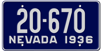 1936 NEVADA STATE LICENSE PLATE--EMBOSSED WITH YOUR CUSTOM NUMBER