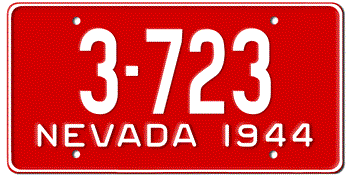 1944 NEVADA STATE LICENSE PLATE--