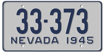 1945 NEVADA STATE LICENSE PLATE--EMBOSSED WITH YOUR CUSTOM NUMBER