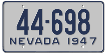 1947 NEVADA STATE LICENSE PLATE--EMBOSSED WITH YOUR CUSTOM NUMBER