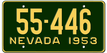 1953 NEVADA STATE LICENSE PLATE--EMBOSSED WITH YOUR CUSTOM NUMBER