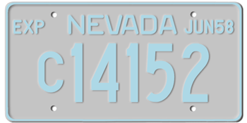 1958 NEVADA STATE LICENSE PLATE--