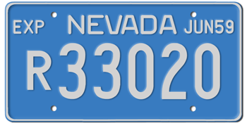 1959 NEVADA STATE LICENSE PLATE--EMBOSSED WITH YOUR CUSTOM NUMBER