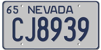 1965 NEVADA STATE LICENSE PLATE--EMBOSSED WITH YOUR CUSTOM NUMBER