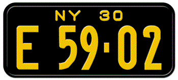 1930 NEW YORK STATE LICENSE PLATE--