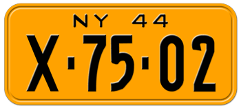 1944 NEW YORK STATE LICENSE PLATE--