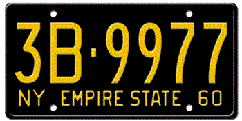 1960 NEW YORK STATE LICENSE PLATE--EMBOSSED WITH YOUR CUSTOM NUMBER