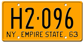 1963 NEW YORK STATE LICENSE PLATE--EMBOSSED WITH YOUR CUSTOM NUMBER
