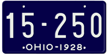 1928 OHIO STATE LICENSE PLATE--EMBOSSED WITH YOUR CUSTOM NUMBER