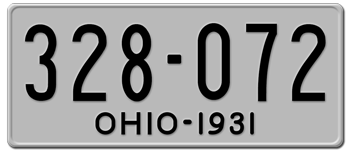 1931 OHIO STATE LICENSE PLATE--EMBOSSED WITH YOUR CUSTOM NUMBER