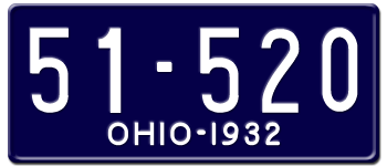 1932 OHIO STATE LICENSE PLATE--EMBOSSED WITH YOUR CUSTOM NUMBER
