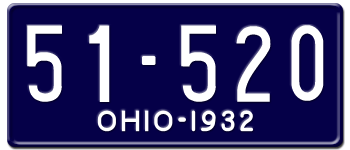 1931 License Ohio Plate