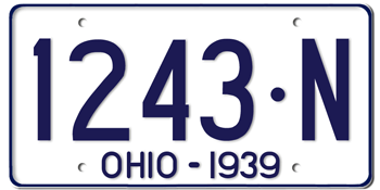 1939 OHIO STATE LICENSE PLATE--EMBOSSED WITH YOUR CUSTOM NUMBER