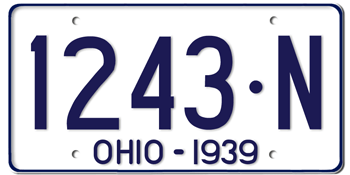 1939 OHIO STATE LICENSE PLATE--