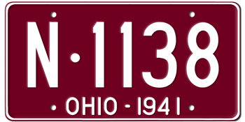 1941 OHIO STATE LICENSE PLATE--EMBOSSED WITH YOUR CUSTOM NUMBER