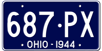 1944 OHIO STATE LICENSE PLATE--EMBOSSED WITH YOUR CUSTOM NUMBER