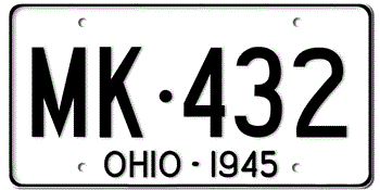 1945 OHIO STATE LICENSE PLATE--