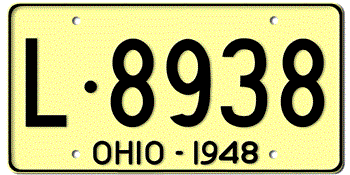 1948 OHIO STATE LICENSE PLATE--EMBOSSED WITH YOUR CUSTOM NUMBER