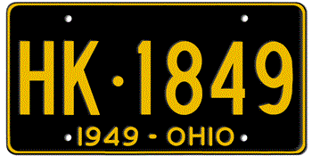 1949 OHIO STATE LICENSE PLATE--EMBOSSED WITH YOUR CUSTOM NUMBER