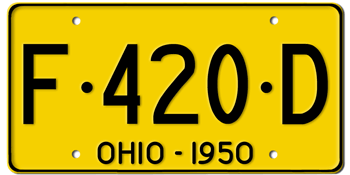 1950 OHIO STATE LICENSE PLATE--EMBOSSED WITH YOUR CUSTOM NUMBER