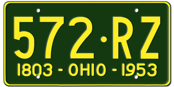 1953 OHIO STATE LICENSE PLATE--