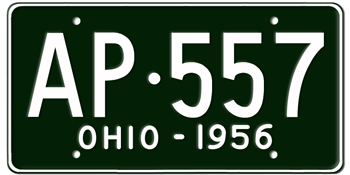 1956 OHIO STATE LICENSE PLATE--EMBOSSED WITH YOUR CUSTOM NUMBER