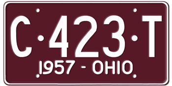 1957 OHIO STATE LICENSE PLATE--EMBOSSED WITH YOUR CUSTOM NUMBER