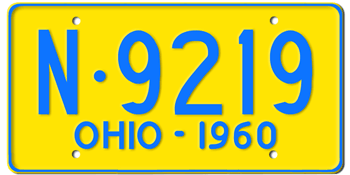 1960 OHIO STATE LICENSE PLATE--EMBOSSED WITH YOUR CUSTOM NUMBER